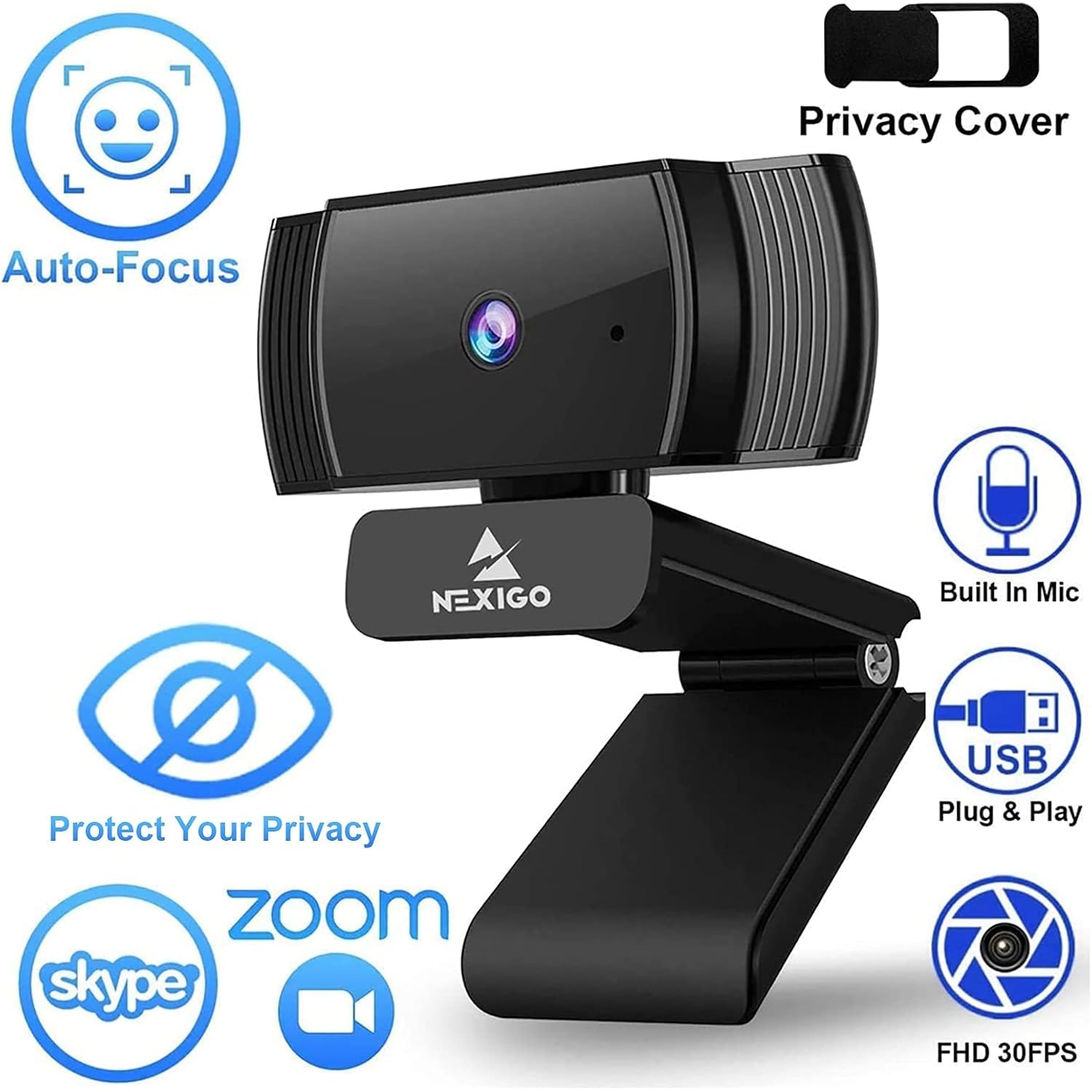 AutoFocus 1080p Webcam with Stereo Microphone and Privacy Cover: image 6