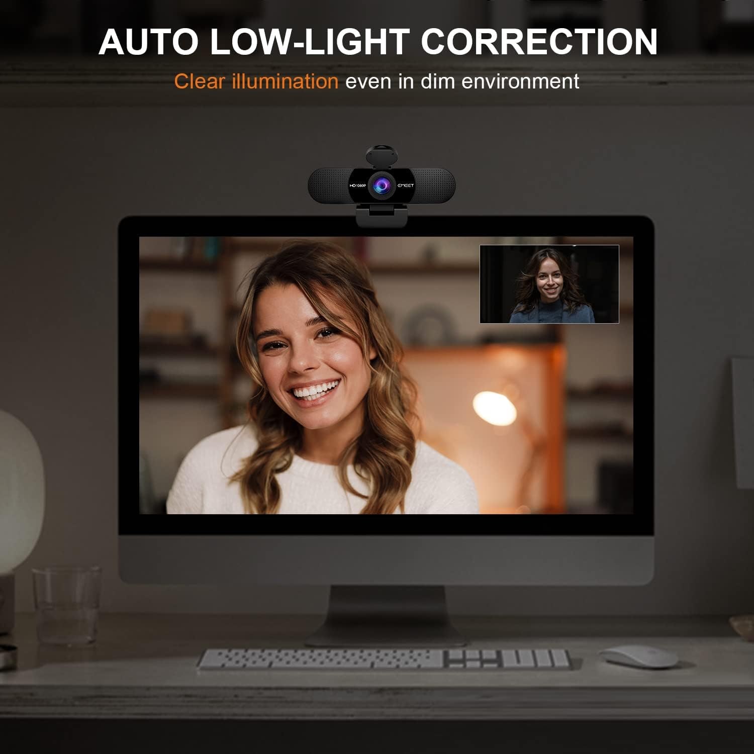 1080p Webcam with Dual Noise-Reducing Microphones