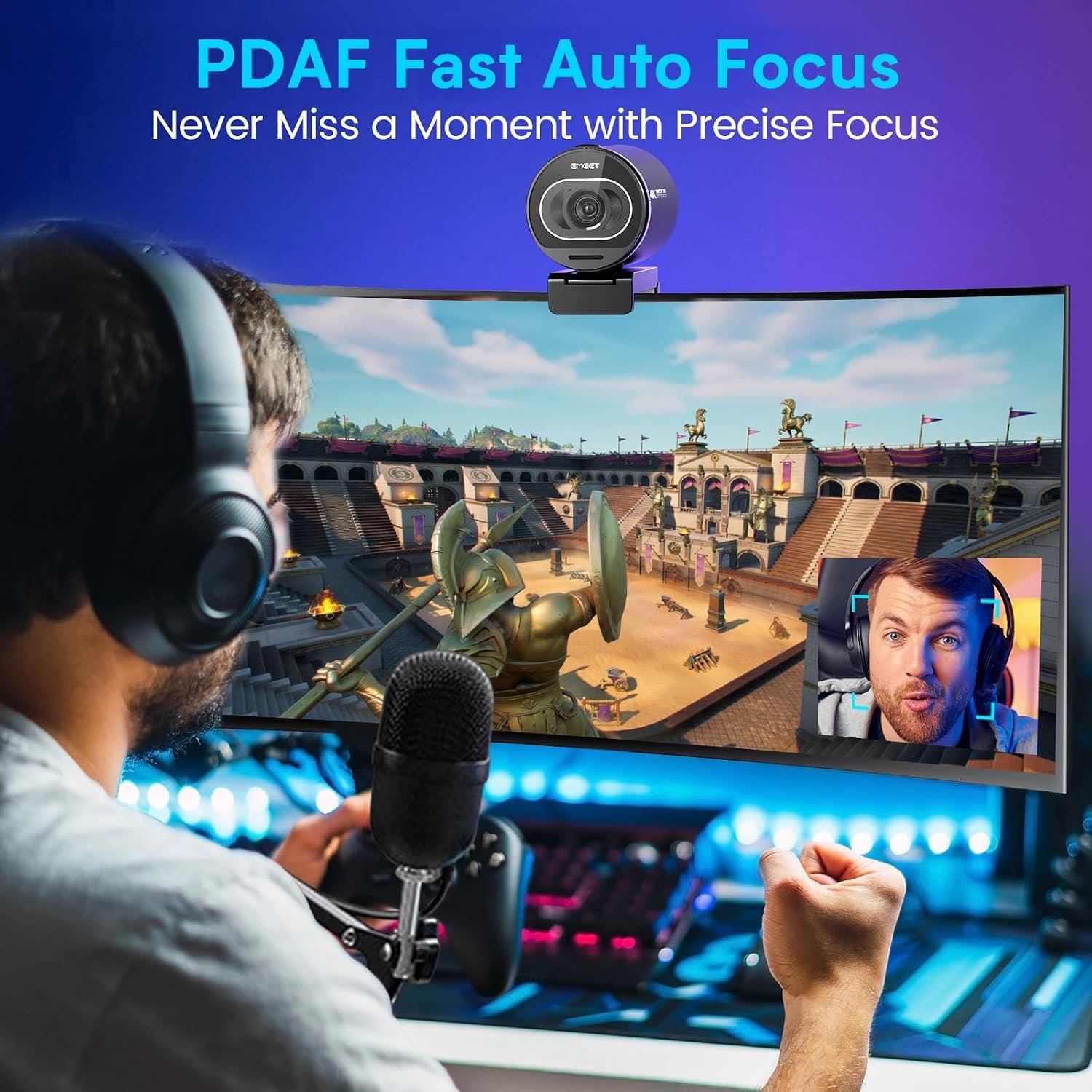 4K Streaming Webcam with PDAF Autofocus and Dual Noise-Canceling Mics